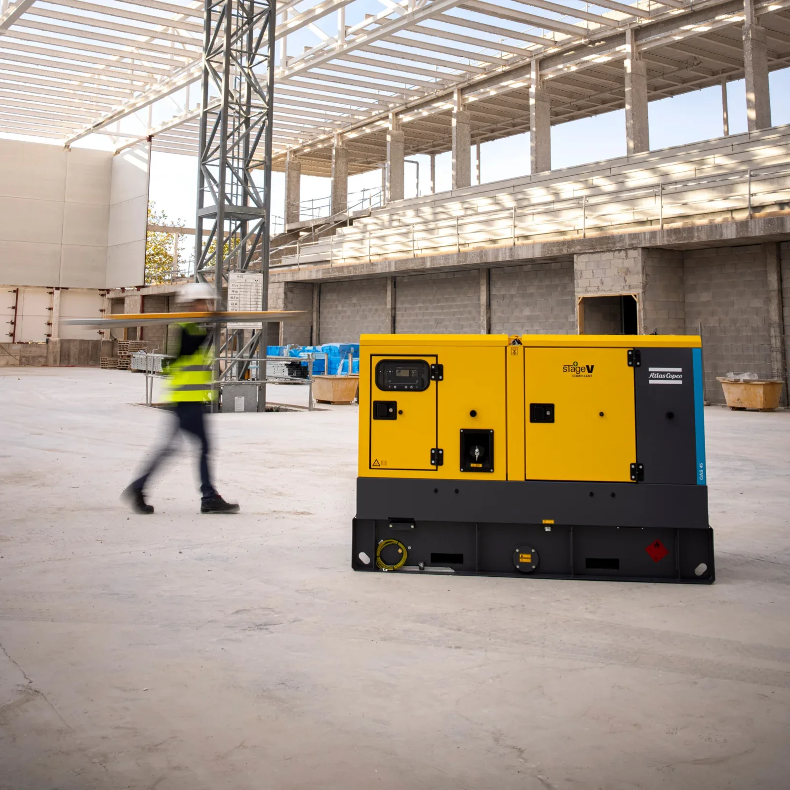 Atlas Copco QAS-aggregaat op de bouwplaats